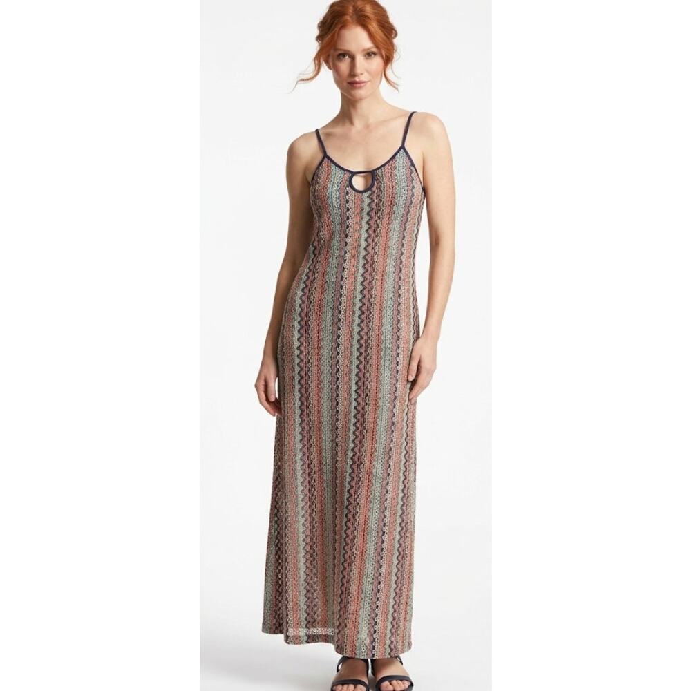 LOVE ADY Women's Crocheted Maxi Dress Medium Polyester  Retro Summer